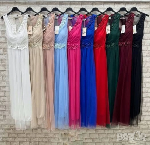 🌷Дълги официални рокли с тюл и нежни цветя  