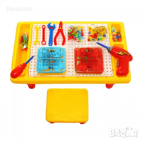  Детска маса, столче, инструменти и 3D пъзел (мозайка), снимка 2 - Конструктори - 37455322
