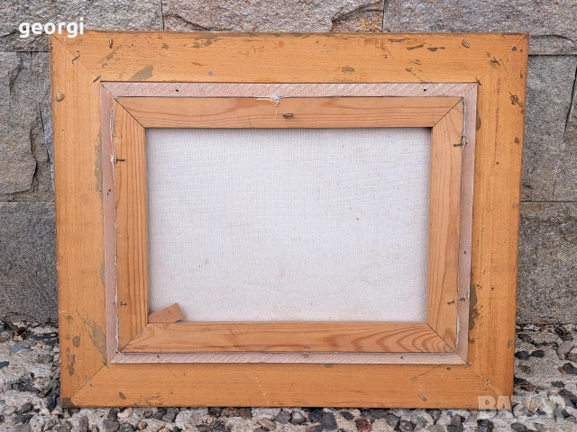 авторска картина зимен пейзаж маслени бои върху платно с красива дървена рамка , снимка 9 - Картини - 54087882