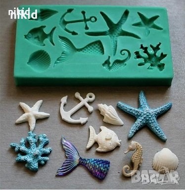 микс Котва Морска звезда опашка риба мида рапан конче корал силиконов молд форма декор торта фондан 