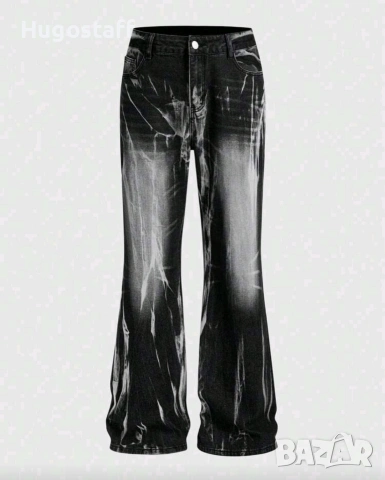 Нови черни baggy дънки Casual Loose Fit Jeans панталони карго Л/34