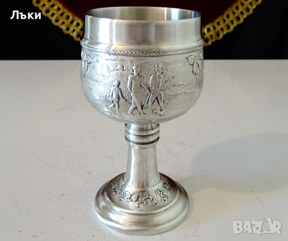 Висока чаша от калай за ракия,Излет. , снимка 4 - Антикварни и старинни предмети - 51584892