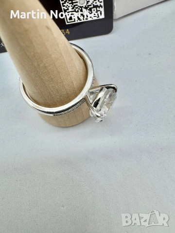 Сребърен пръстен с мойсанит (Диамант) 5 карата, снимка 5 - Пръстени - 54117262