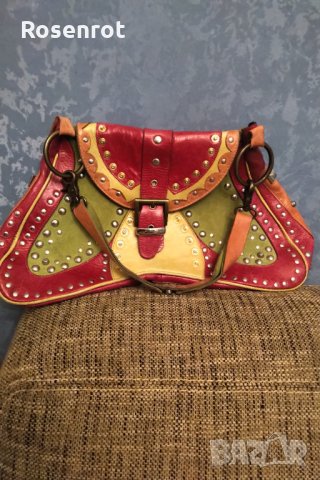  Бутикова чанта естествена кожа ръчна изработка РАЗПРОДАЖБА