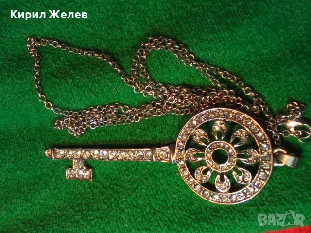 ПОСРЕБРЕНО КЛЮЧЕ - АРТ ПЕНДАНТ МЕДАЛЬОН ИНКРУСТИРАНО с ФАСЕТИРАНИ СКЪПОЦЕННИ КРИСТАЛИ 25169, снимка 2 - Колиета, медальони, синджири - 35363863