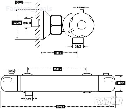 Нов MORADO Луксозен термостатичен стенен душ смесител Дом , снимка 4 - Други стоки за дома - 42446383