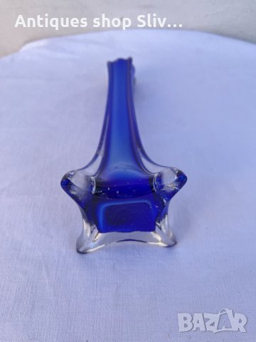 Стъклена ваза от кобалтово стъкло №1372, снимка 5 - Антикварни и старинни предмети - 35013604