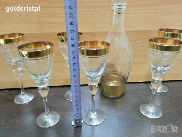ретро стъклени чаши и гарафа, снимка 4 - Антикварни и старинни предмети - 48936667