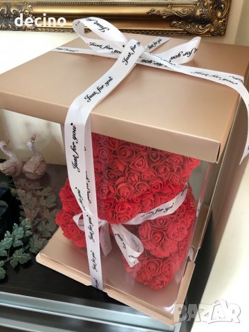 Мече от вечни рози в подаръчна кутия Свети Валентин, снимка 2 - Други - 30809241
