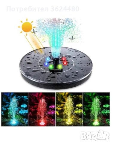 Соларен светещ фонтан за градина 4480, снимка 7 - Декорация за дома - 52472280
