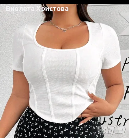 Бяла къса тениска, снимка 2 - Тениски - 56447111