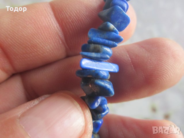 Сребърно колие гердан с естествен лазурит 925 , снимка 2 - Колиета, медальони, синджири - 35104184