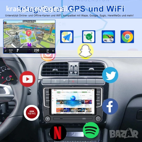 [2G + 64G] Авторадио за VW Golf 5 6 Touran Tiguan Skoda, снимка 4 - Аксесоари и консумативи - 51701407