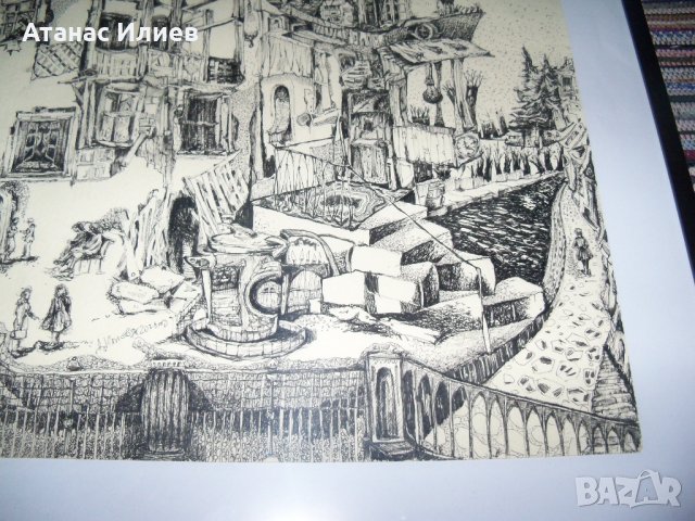 "Чуден град" страхотна картина -графика на худ. Десислава Илиева, снимка 13 - Картини - 32148393