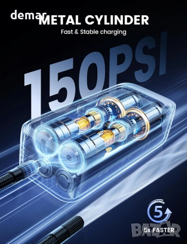 Lamicall Преносима въздушна помпа с цифров манометър и LED светлина, 150 PSI, снимка 2 - Аксесоари и консумативи - 51512258