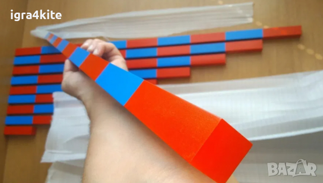 Професионални Монтесори синьо червени Числови пръчки в оригинален Р-Р, снимка 3 - Образователни игри - 36540213