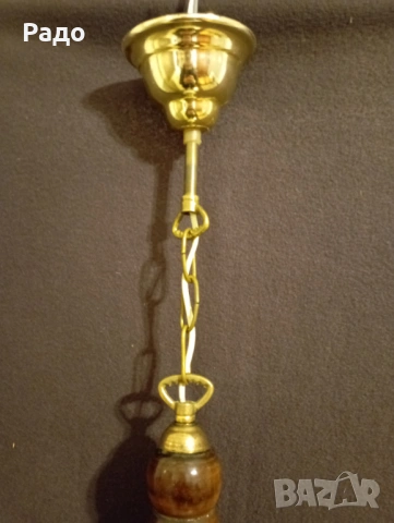 Красив полилей с бял стъклен абажур, снимка 3 - Полилеи - 53129878