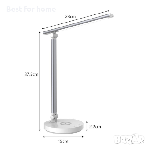 LED настолна лампа с безжично зарядно и грижа за очите MDHAND, снимка 3 - Настолни лампи - 44694484