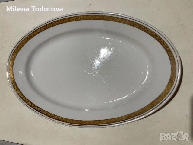  Голямо елипсовидно, порцеланово плато с маркировка, снимка 2 - Чинии - 52599591