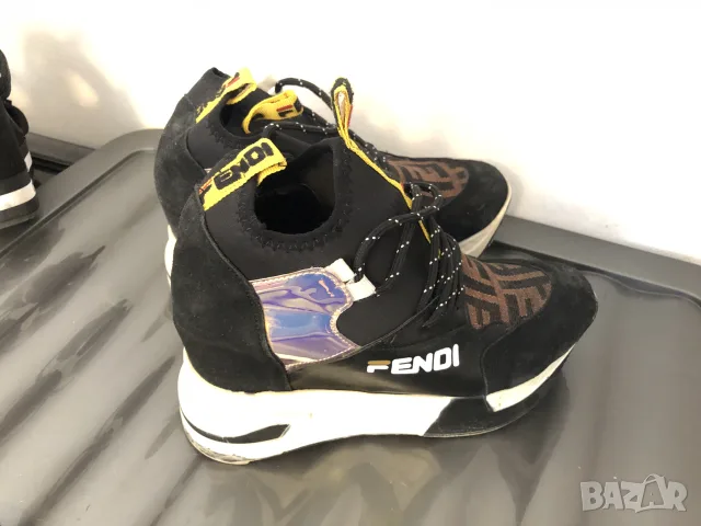 Дамски високи маратонки на платформа Fendi style / тип сникърси, размер 40