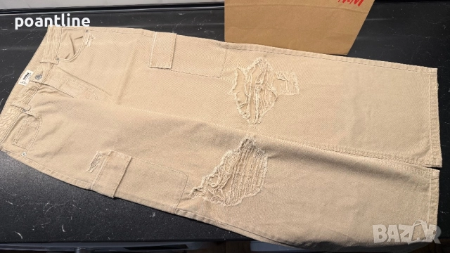 НОВО! Tally Weijl дънкови гащи широк крачол накъсан ефект, снимка 4 - Дънки - 51977689