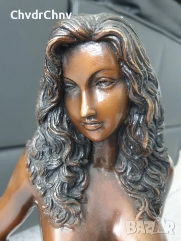 65см-7кг бронзова скулптура/еротика/фигура на полугола жена/голяма дизайнерска статуетка, снимка 8 - Антикварни и старинни предмети - 46516141