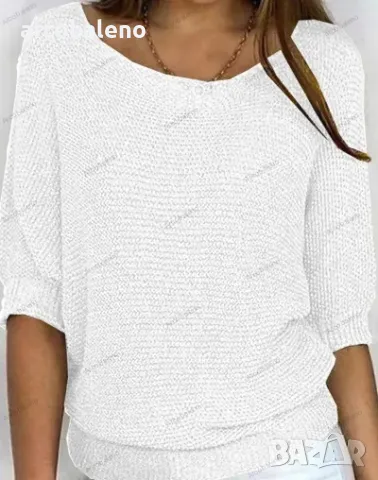 Дамски плетен пуловер с кръгло деколте и три четвърти ръкав, 7цвята , снимка 7 - Блузи с дълъг ръкав и пуловери - 47574067