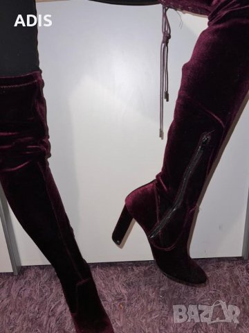 Чизми високи ботуши над коляно Mercary /велвет кралско лилаво 38 /39/нови, снимка 5 - Дамски ботуши - 38977675