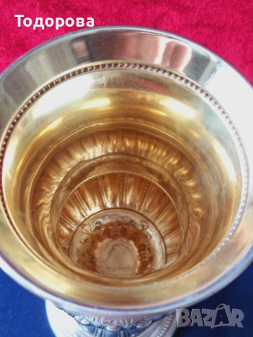 Прекрасна сребърна чаша(бокал) сребро 800,вместимост 300мл., снимка 9 - Чаши - 51841230