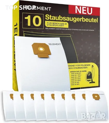 10 поларени торбички за прахосмукачка Bosch GAS 35 (35L) - 35 литрови