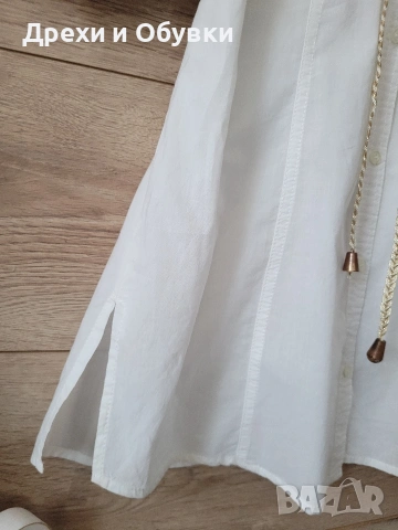 Дълга бяла риза памучна материя Италия , снимка 7 - Ризи - 54157837