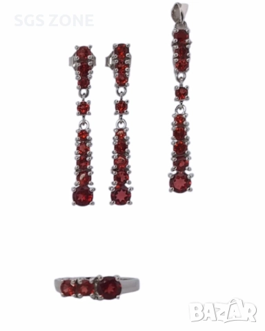 сребърен пръстен с топаз или гранат, снимка 4 - Пръстени - 52275977