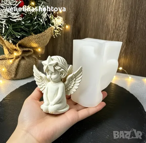 3D Ангел със звезда силиконов молд форма свещи гипс сапун смола фондан декорация торта , снимка 3 - Форми - 55967868