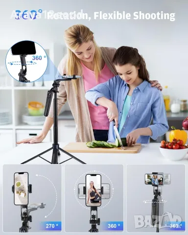 Avaspot 3-в-1 статив за телефон и камера с LED осветление – 180 см, снимка 6 - Селфи стикове, аксесоари - 56017746