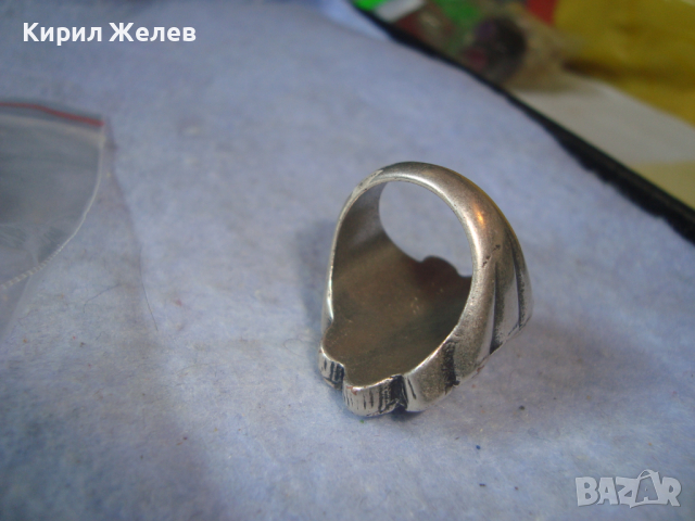 ДЪЛБОКО ПОСРЕБРЕН АРТ ДЕКО СКЪПОЦЕНЕН МЕДЕН ПРЪСТЕН с ПОЛИРАН БЯЛ АХАТ 38911, снимка 15 - Пръстени - 36411245