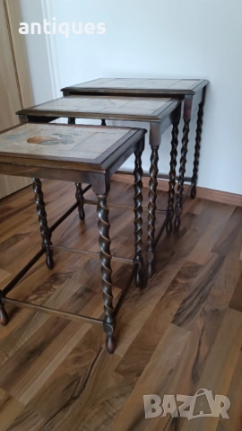 Троен сет маси - естествено дърво, снимка 11 - Антикварни и старинни предмети - 53005461