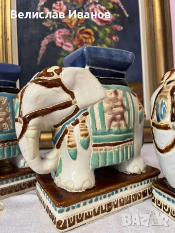 Винтидж керамични слончета в перфектно състояние. 3 броя., снимка 7 - Антикварни и старинни предмети - 49670652