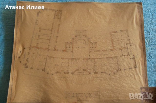 Красив стар архитектурен чертеж от преди 1944г. №2, снимка 4 - Други ценни предмети - 32148633