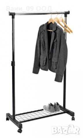 Подвижна стоманена закачалка за дрехи с етажерка за обувки-единична и двойна, снимка 4 - Закачалки - 31227369