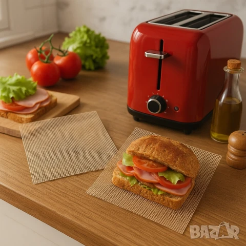 Мрежа за тостер, за сандвич 2бр. NoStik, 14x34см., до 260°, кафяв, в плик, снимка 3 - Други стоки за дома - 50453658