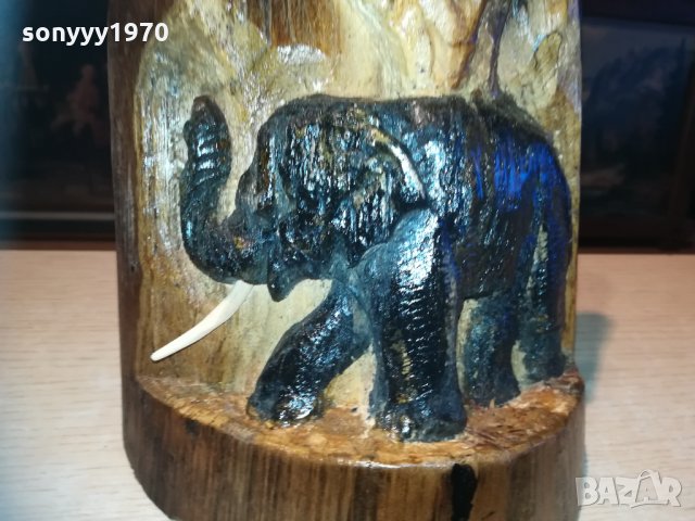 Слон издълбан в дънер от тиково дърво 0101211837, снимка 13 - Колекции - 31272039