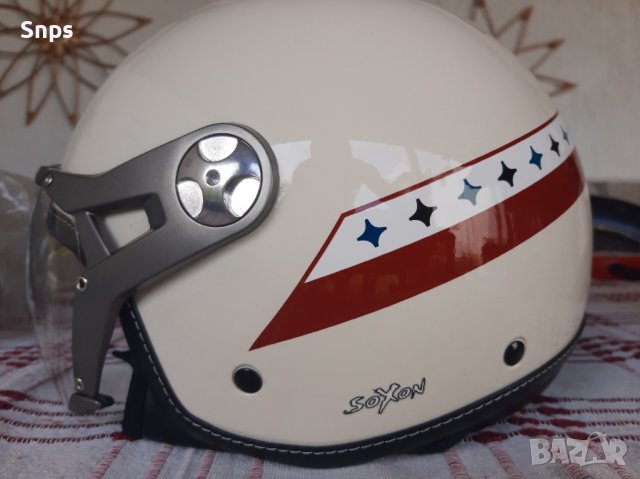 Ретро каска за Скутер, чопър Soxon SP-325 ,винтидж  M (57-58cm), снимка 5 - Аксесоари и консумативи - 36888044