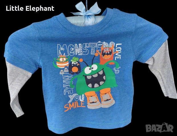 Блузка с дълъг ръкав за 18-24 мес момченце"Monsters love to make you smile",Англия/нова