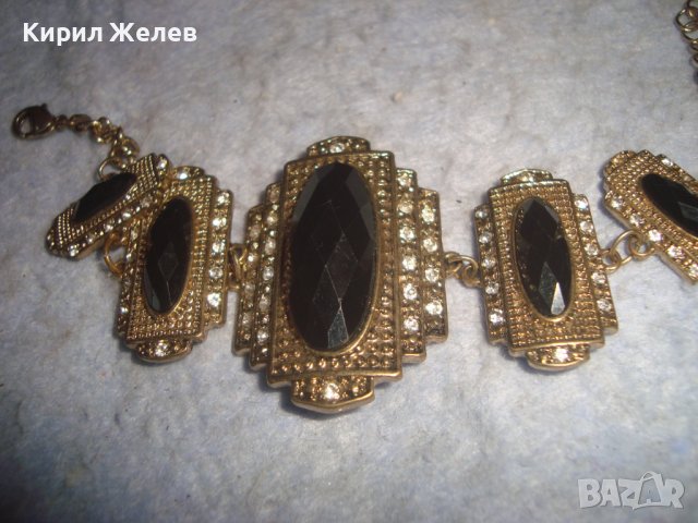 ПОЗЛАТЕНА ВИНТИДЖ РЕТРО АРТ ДЕКО ГРИВНА с КРИСТАЛЧЕТА 18568, снимка 7 - Гривни - 37026933