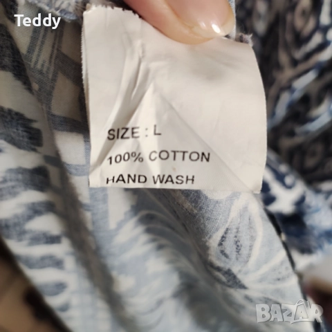 Стилна дълга рокля, 100% памук, размер L, снимка 6 - Рокли - 51536571