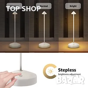 GNOO Димируема Безжична сензорна LED настолна лампа,8 часа работа/алуминий/IP54/3 режима/ретро,бяла, снимка 4 - Лед осветление - 49308641