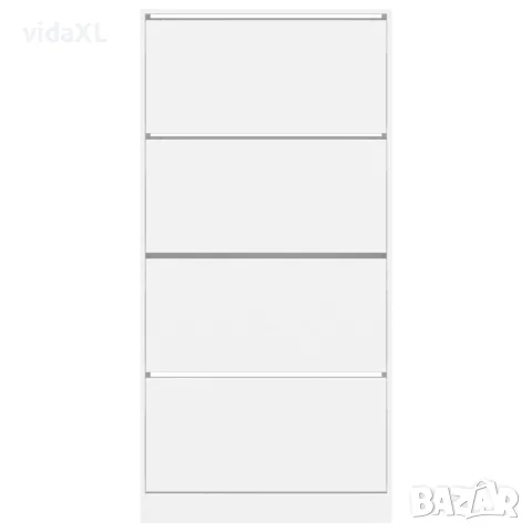vidaXL Шкаф за обувки с 4 флип чекмеджета бял 80x21x163,5 см, снимка 6 - Скринове - 56146709