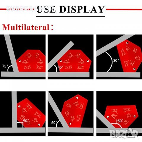 ПРОФЕСИОНАЛЕН КОМПЛЕКТ ОТ 6 БРОЯ ЗАВАРЪЧНИ МАГНИТИ, ПОЗИЦИОНЕРИ, снимка 5 - Други инструменти - 37683276