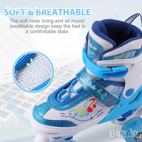 Ролкови кънки Hikole за деца, регулируеми светещи ролкови кънки за момичета и момчета 35-39 номер, снимка 4 - Ролери, кънки - 54159852