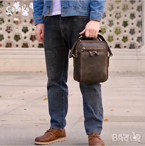 Премиум/Мъжка Винтидж чанта HUMERPAUL 1998 Crazy Horse* Естествена кожа!, снимка 13 - Чанти - 49925905